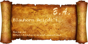 Blauhorn Acicét névjegykártya